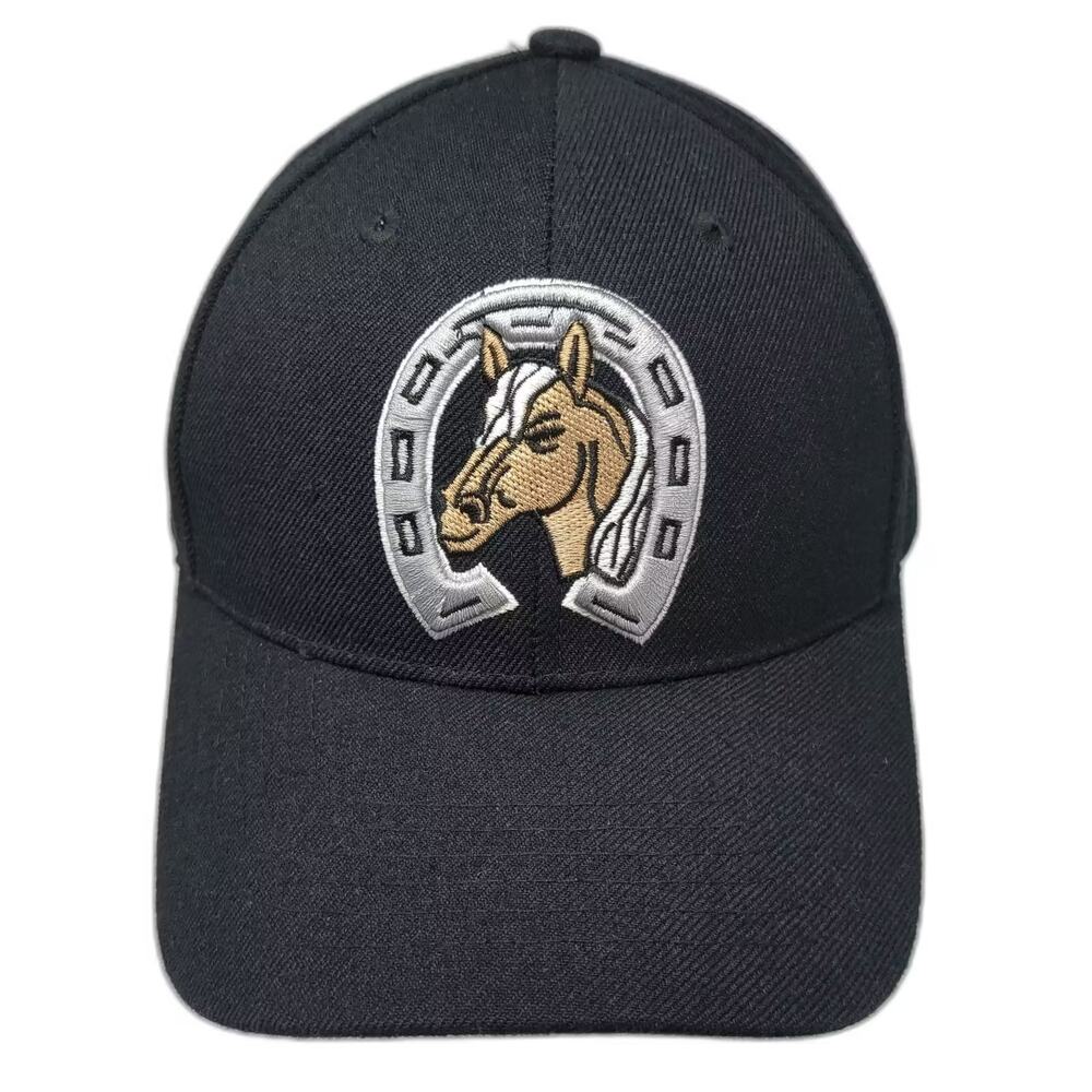 SAM'S cap Baseball Cap Black Silver Horse Horseshoe Strapback Hat OS Embroidered